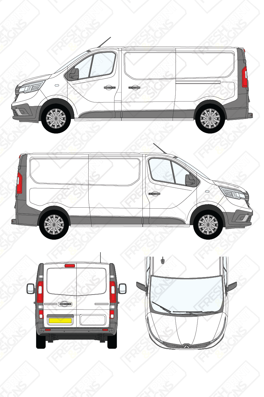 Van Graphics - Renault | Trafic | 2021-2025 | Medium Wheelbase (L2) | Low Roof (H1) | Panelled Rear Doors