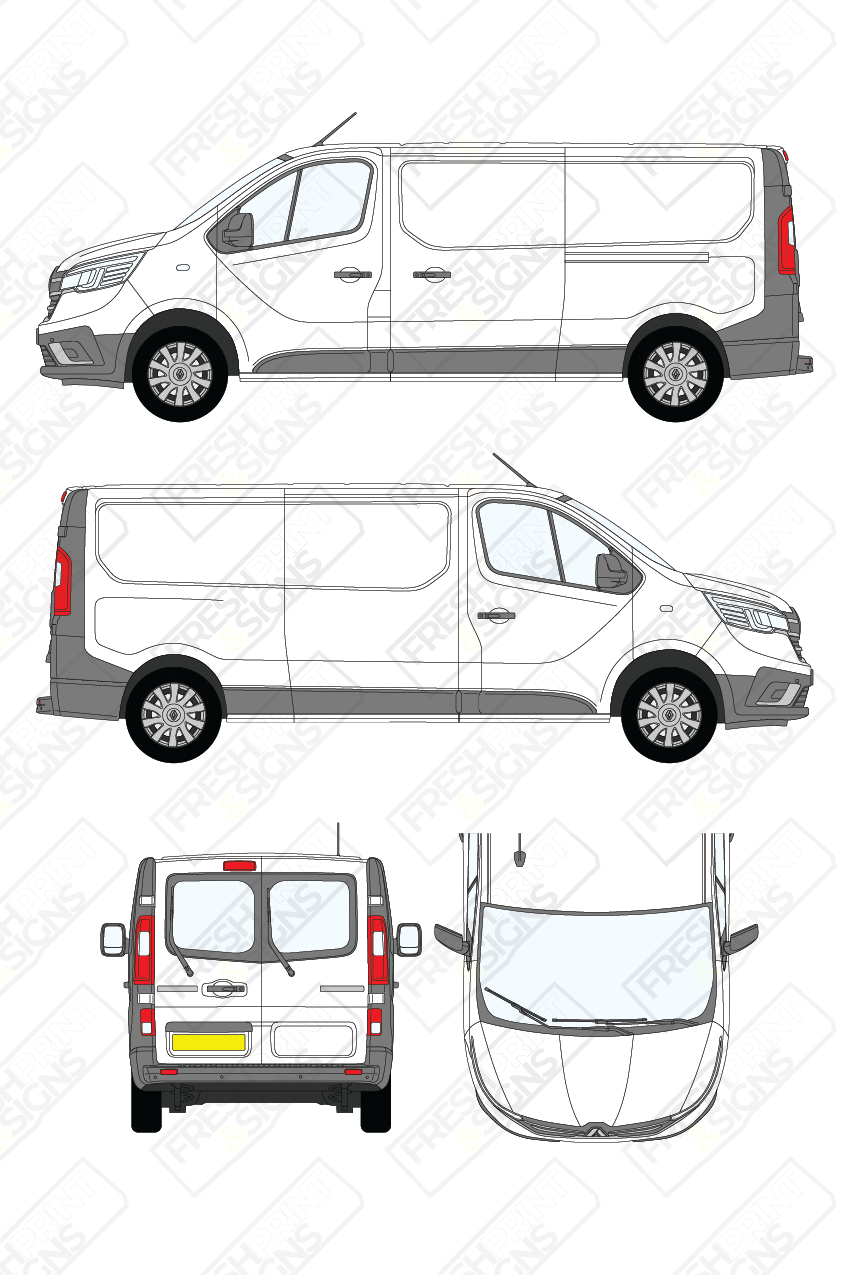 Van Graphics - Renault | Trafic | 2021-2025 | Medium Wheelbase (L2) | Low Roof (H1) | With Rear Windows
