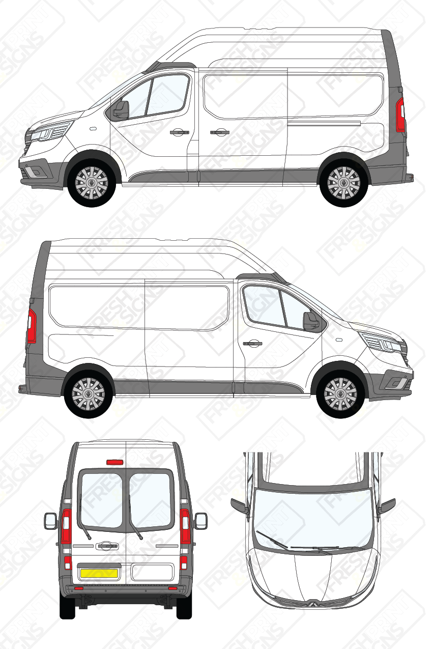 Van Graphics - Renault | Trafic | 2021-2025 | Medium Wheelbase (L2) | Medium Roof (H2) | With Rear Windows