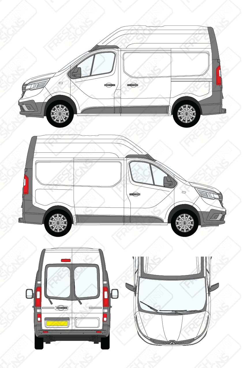 Van Graphics - Renault | Trafic | 2021-2025 | Short Wheelbase (L1) | Medium Roof (H2) | With Rear Windows