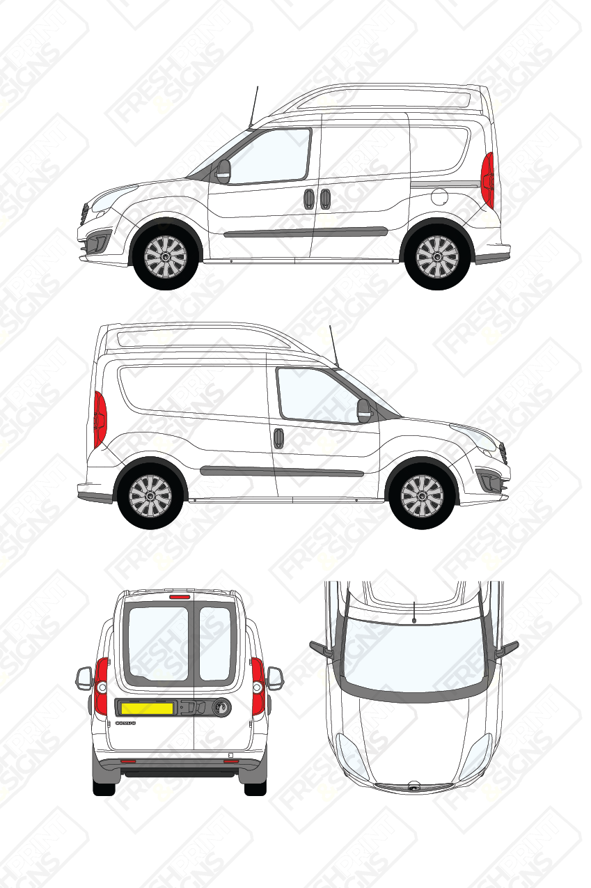Van Graphics - Vauxhall | Combo | 2012-2019 | Short Wheelbase (L1) | Medium Roof (H2) | With Rear Windows