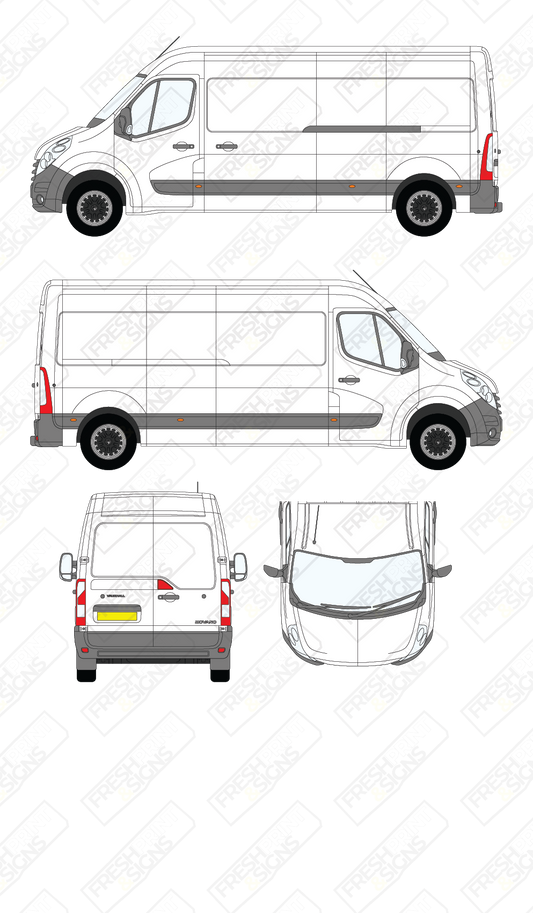 Van Graphics - Vauxhall | Movano | 2010-2021 | Long Wheelbase (L3) | Medium Roof (H2) | Panelled Rear Doors