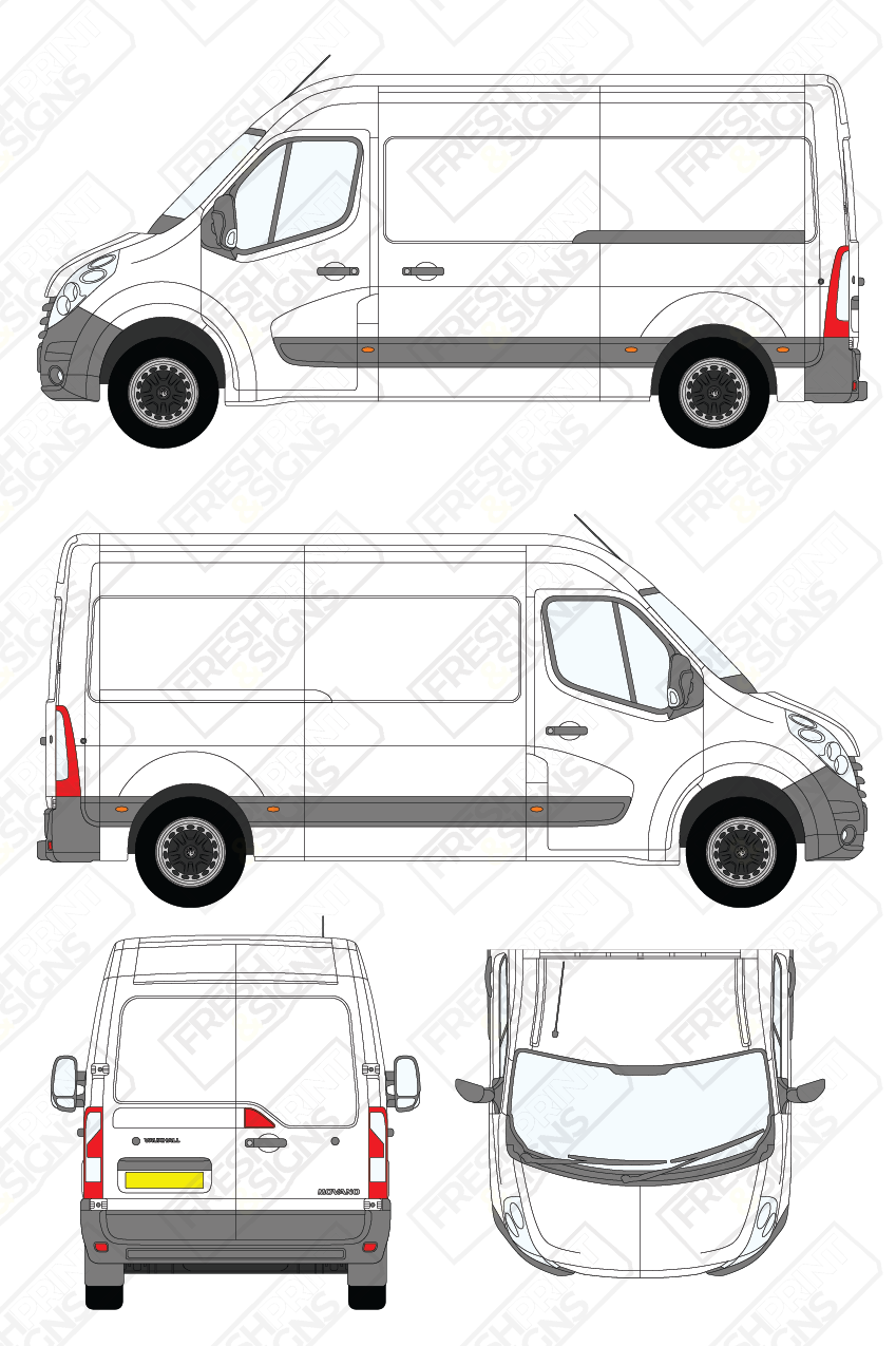 Van Graphics - Vauxhall | Movano | 2010-2021 | Medium Wheelbase (L2) | Medium Roof (H2) | Panelled Rear Doors