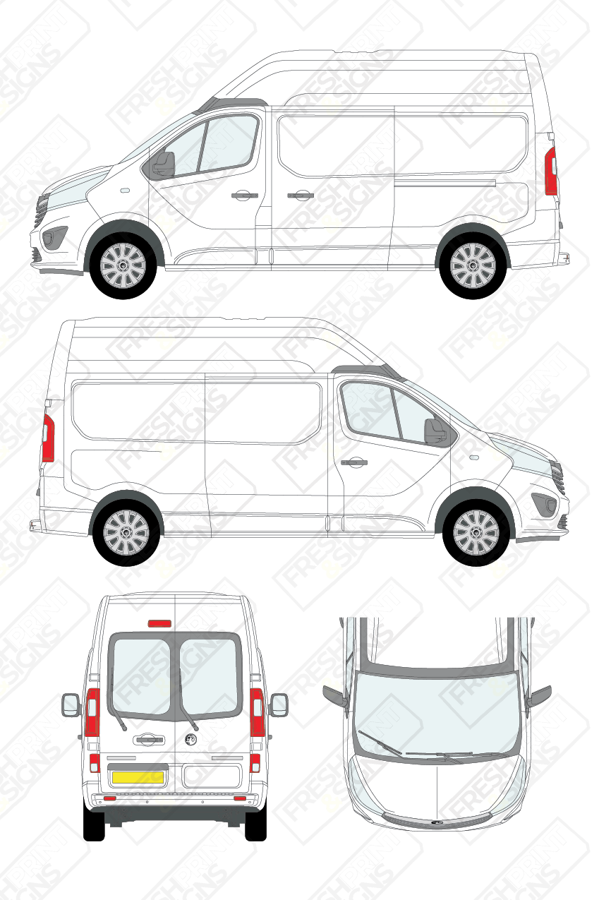 Van Graphics - Vauxhall | Vivaro | 2014-2019 | Long Wheelbase (L2) | Medium Roof (H2) | With Rear Windows