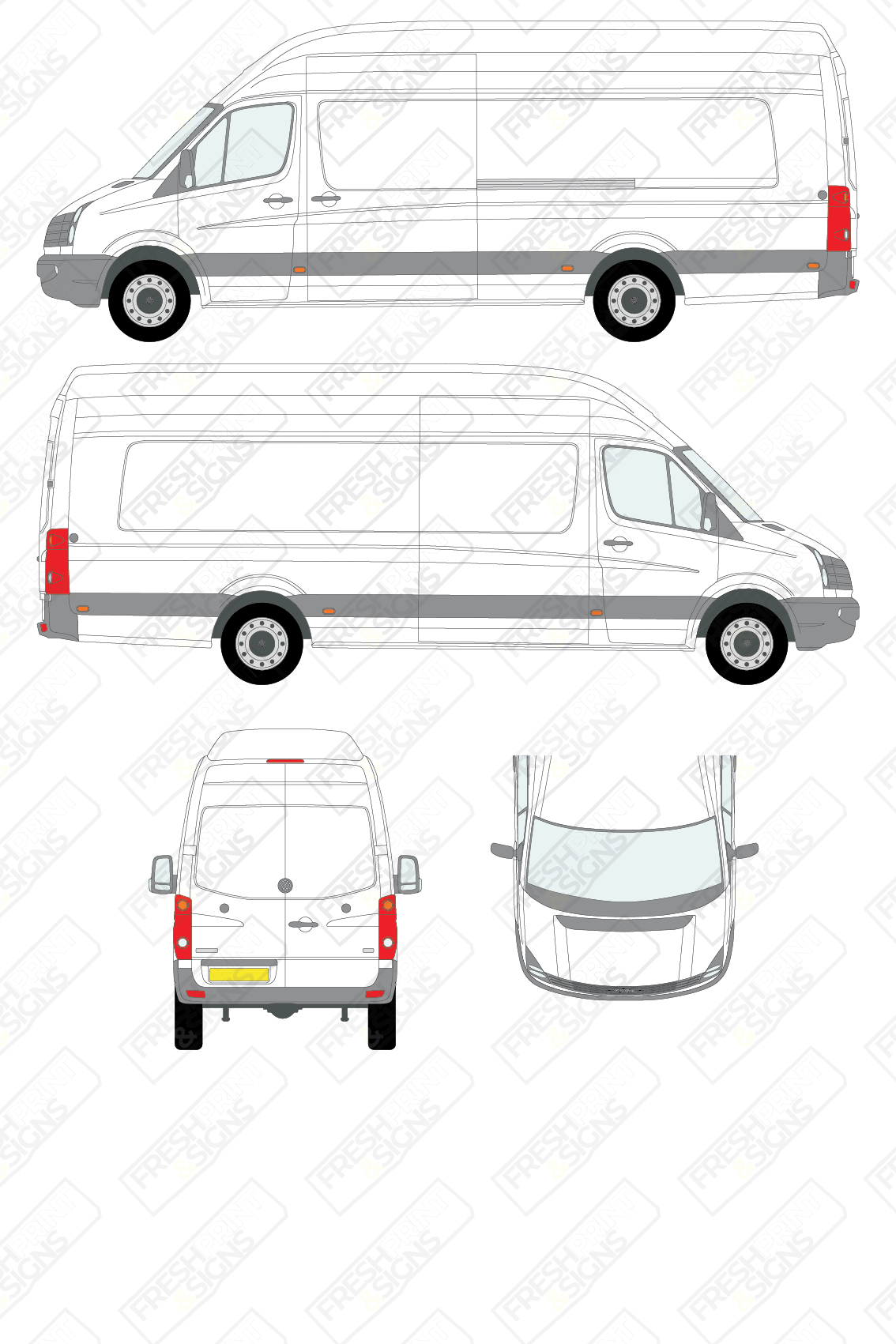 Van Graphics - Volkswagen | Crafter | 2011-2017 | Extra-Long Wheelbase (L4) | Extra High Roof (H3) | Panelled Rear Doors