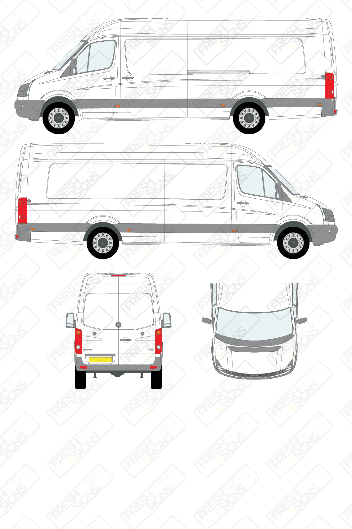 Van Graphics - Volkswagen | Crafter | 2011-2017 | Extra-Long Wheelbase (L4) | High Roof (H2) | Panelled Rear Doors