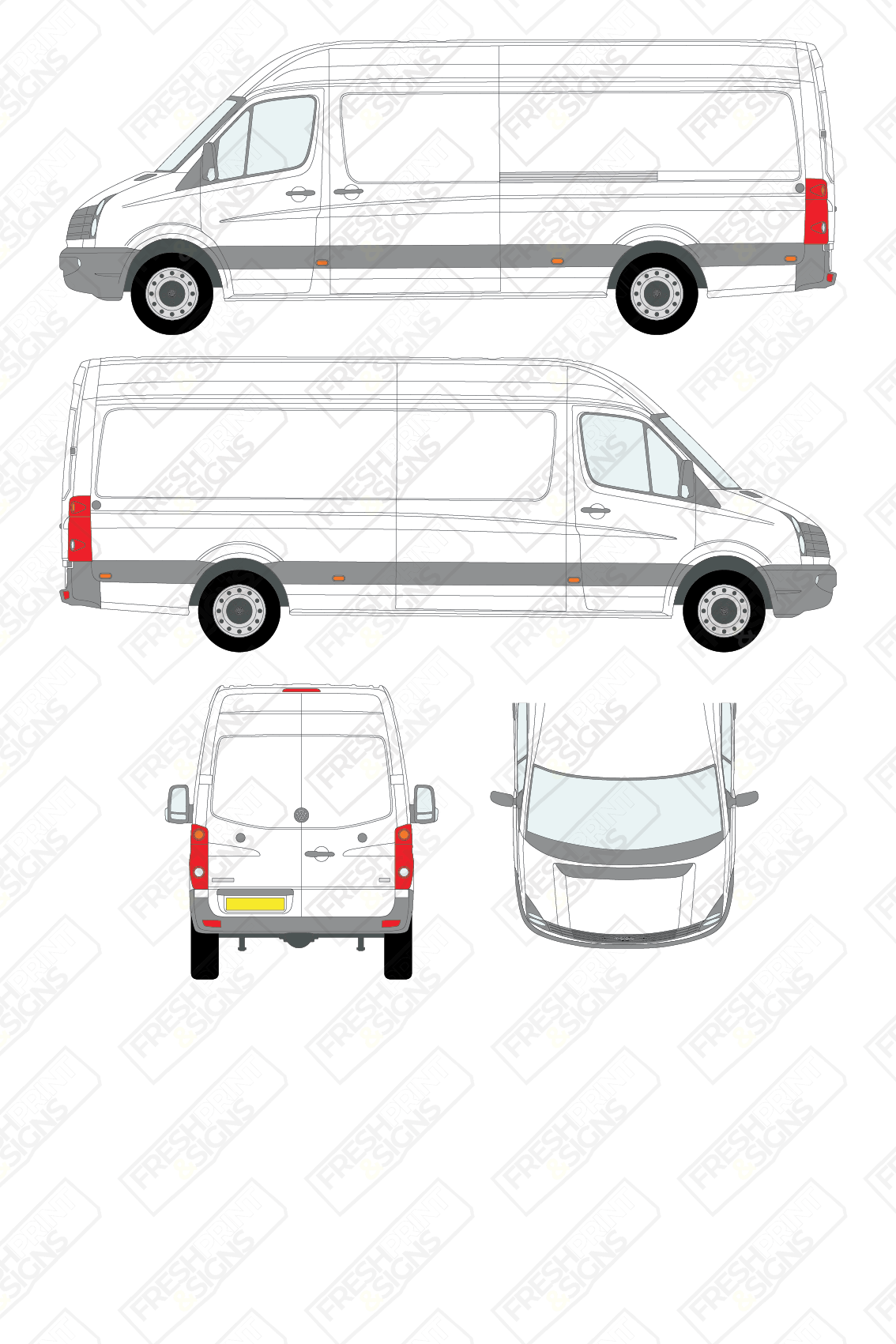 Van Graphics - Volkswagen | Crafter | 2011-2017 | Long Wheelbase (L3) | High Roof (H2) | Panelled Rear Doors