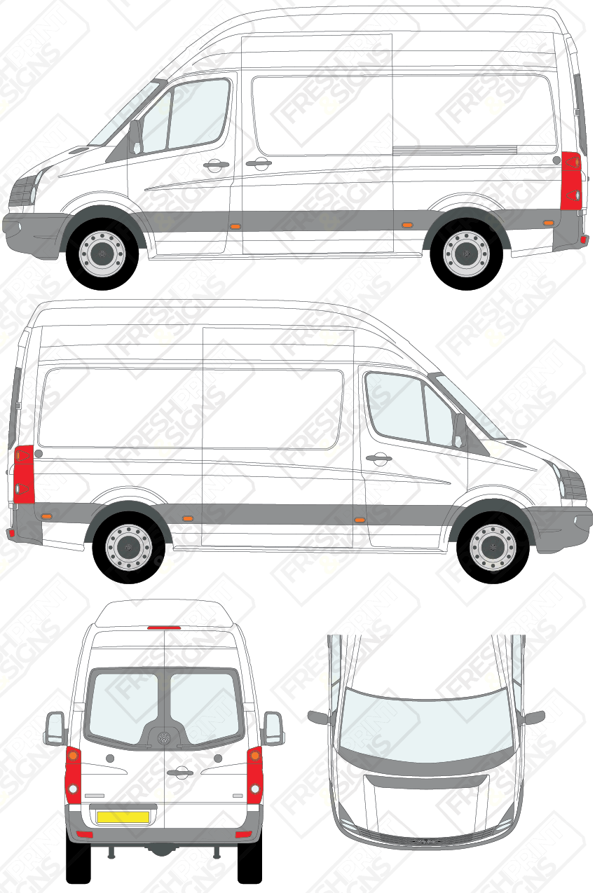 Van Graphics - Volkswagen | Crafter | 2011-2017 | Medium Wheelbase (L2) | Extra High Roof (H3) | With Rear Windows