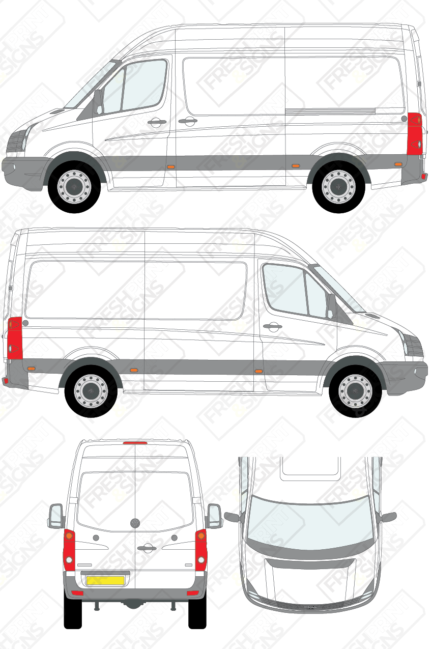 Van Graphics - Volkswagen | Crafter | 2011-2017 | Medium Wheelbase (L2) | High Roof (H2) | Panelled Rear Doors