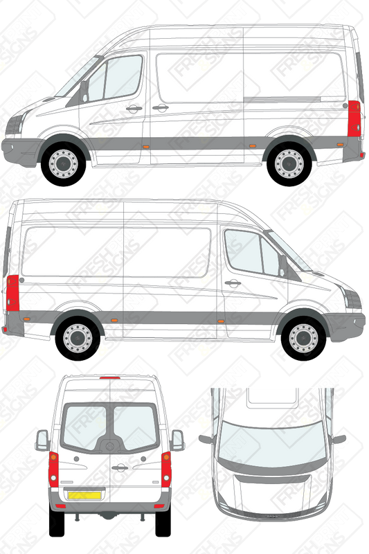 Van Graphics - Volkswagen | Crafter | 2011-2017 | Medium Wheelbase (L2) | High Roof (H2) | With Rear Windows