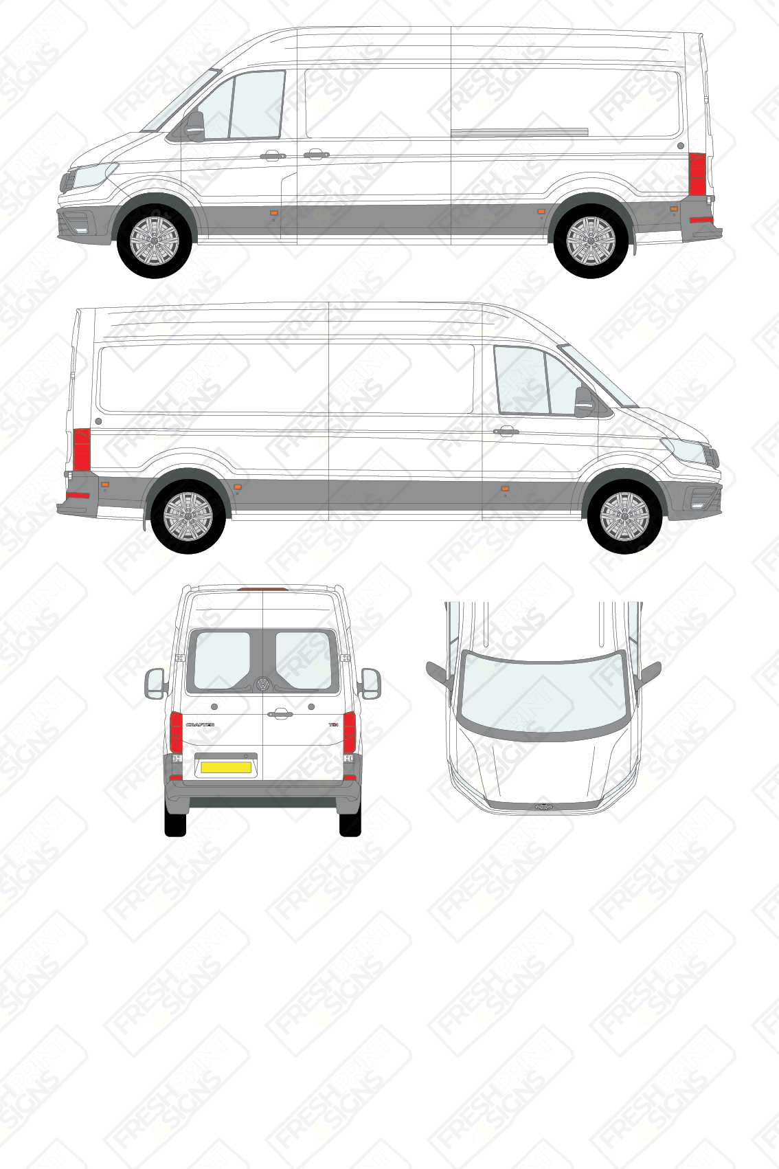 Van Graphics - Volkswagen | Crafter | 2017-2025 | Long Wheelbase (L3) | High Roof (H2) | With Rear Windows