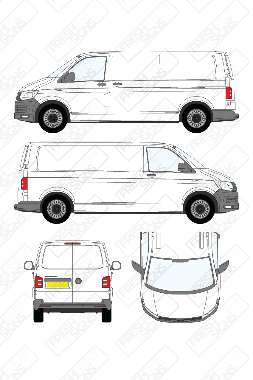 Van Graphics - Volkswagen | Transporter | 2015-2019 | Long Wheelbase (L2) | Low Roof (H1) | Panelled Rear Doors