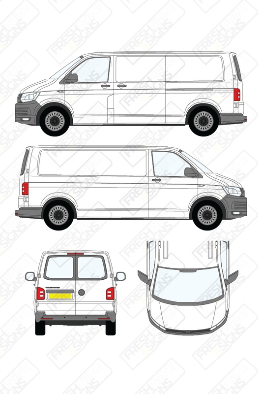 Van Graphics - Volkswagen | Transporter | 2015-2019 | Long Wheelbase (L2) | Low Roof (H1) | With Rear Windows