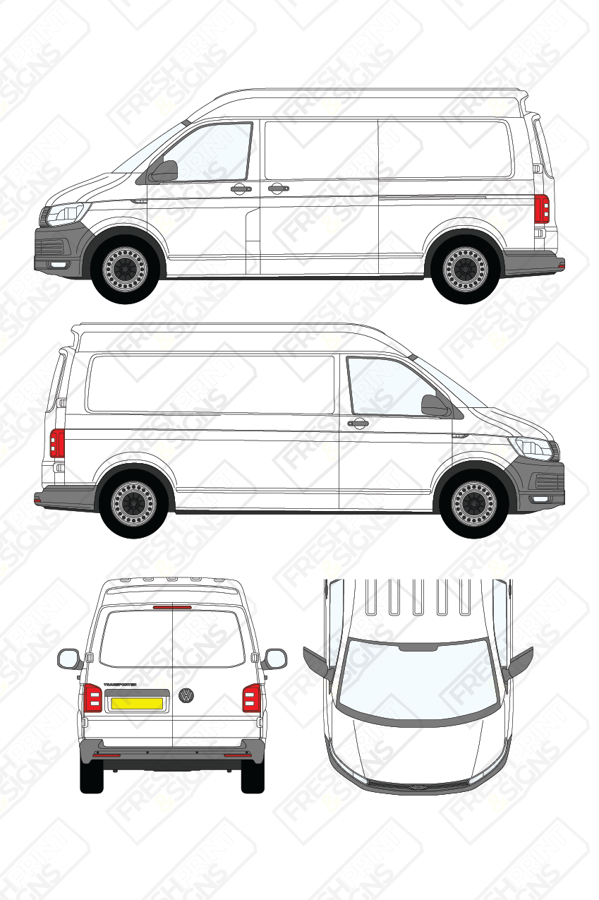 Van Graphics - Volkswagen | Transporter | 2015-2019 | Long Wheelbase (L2) | Medium Roof (H2) | Panelled Rear Doors