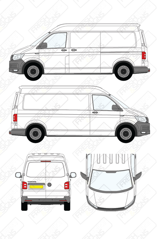 Van Graphics - Volkswagen | Transporter | 2015-2019 | Long Wheelbase (L2) | Medium Roof (H2) | Panelled Rear Doors