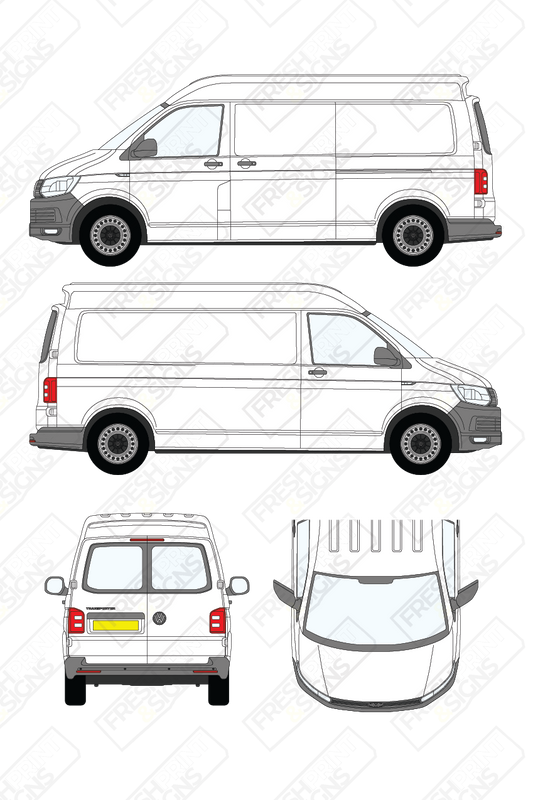 Van Graphics - Volkswagen | Transporter | 2015-2019 | Long Wheelbase (L2) | Medium Roof (H2) | With Rear Windows