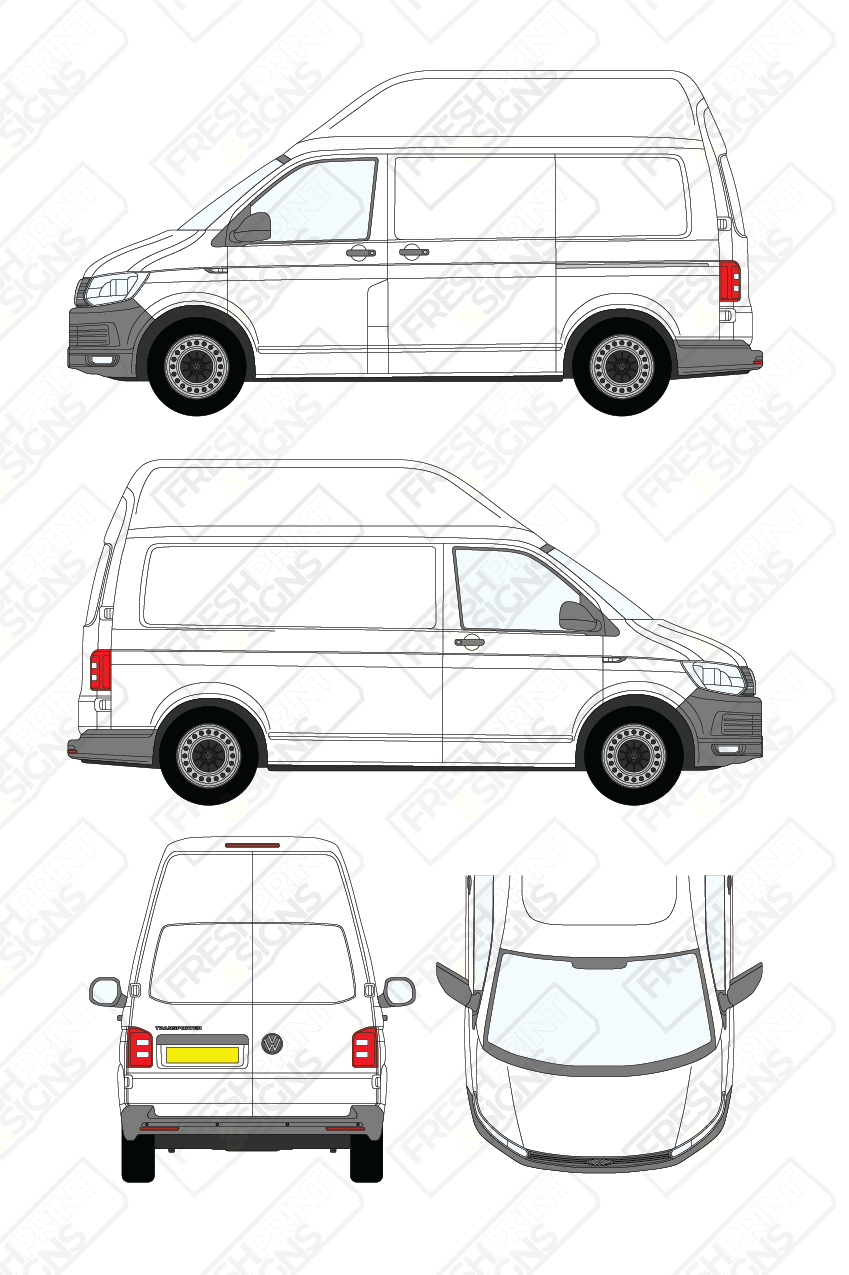 Van Graphics - Volkswagen | Transporter | 2015-2019 | Short Wheelbase (L1) | High Roof (H3) | Panelled Rear Doors