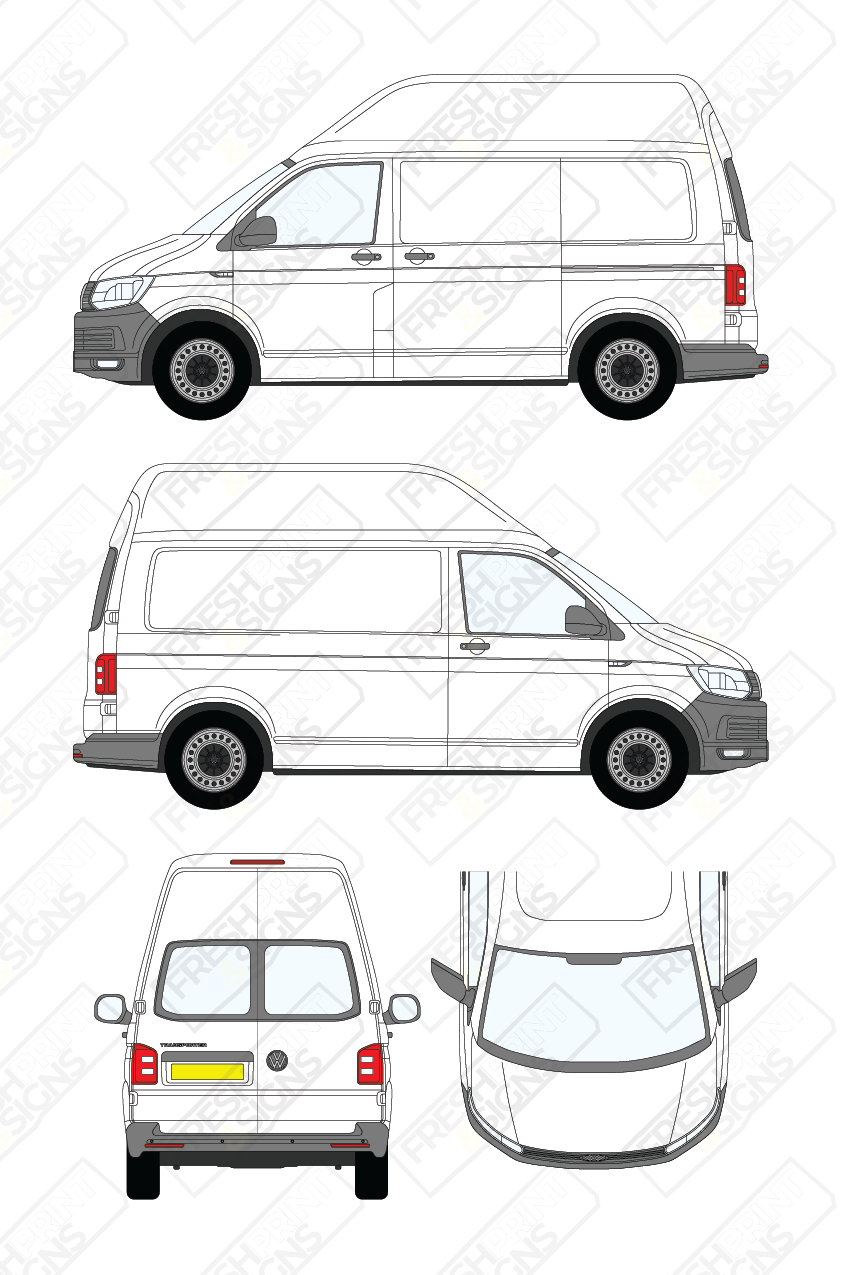 Van Graphics - Volkswagen | Transporter | 2015-2019 | Short Wheelbase (L1) | High Roof (H3) | With Rear Windows