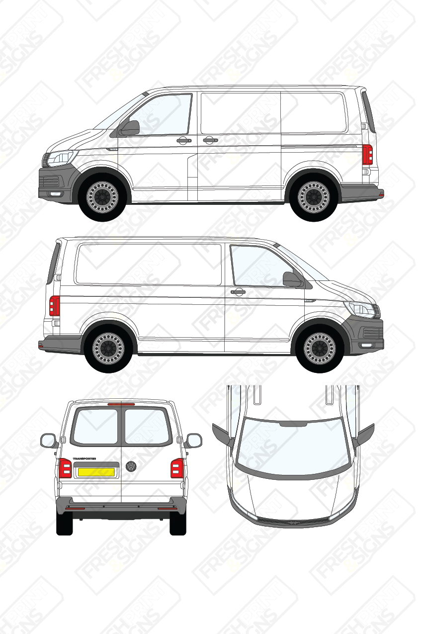 Van Graphics - Volkswagen | Transporter | 2015-2019 | Short Wheelbase (L1) | Low Roof (H1) | With Rear Windows