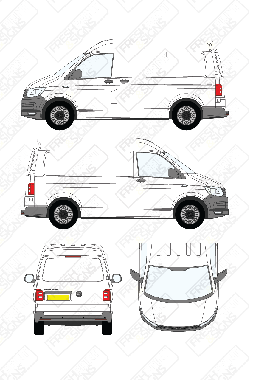 Van Graphics - Volkswagen | Transporter | 2015-2019 | Short Wheelbase (L1) | Medium Roof (H2) | Panelled Rear Doors