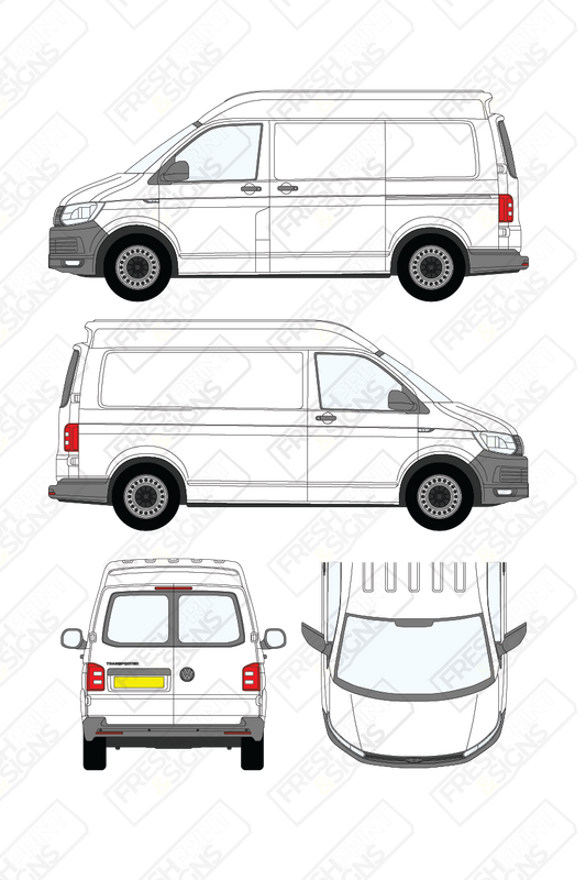 Van Graphics - Volkswagen | Transporter | 2015-2019 | Short Wheelbase (L1) | Medium Roof (H2) | With Rear Windows