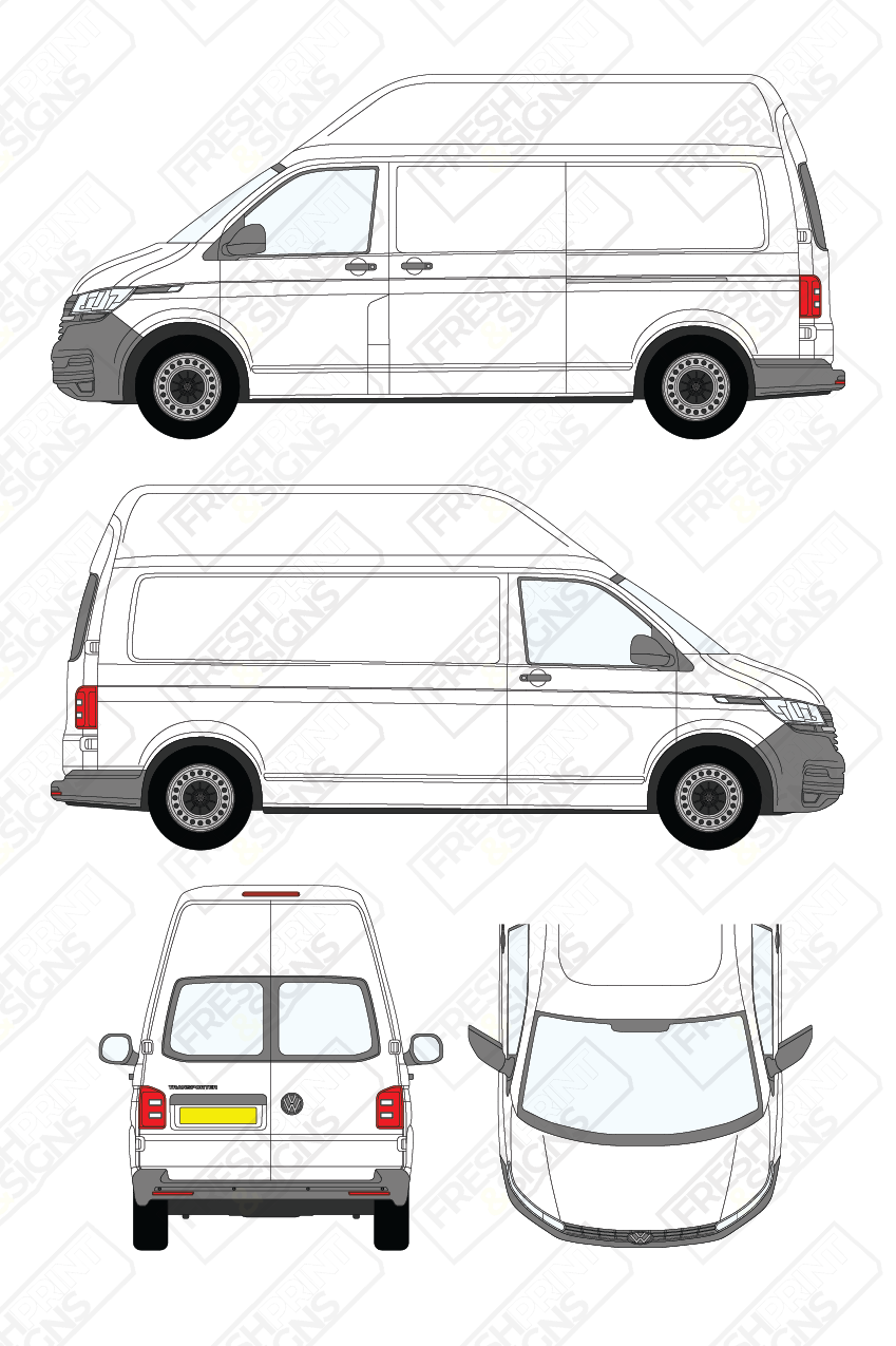 Van Graphics - Volkswagen | Transporter | 2019-2025 | Long Wheelbase (L2) | High Roof (H3) | With Rear Windows