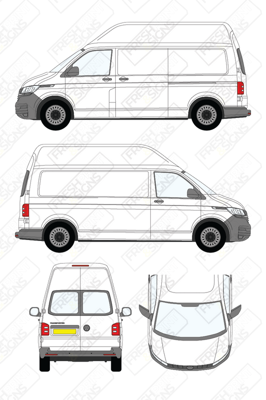 Van Graphics - Volkswagen | Transporter | 2019-2025 | Long Wheelbase (L2) | High Roof (H3) | With Rear Windows