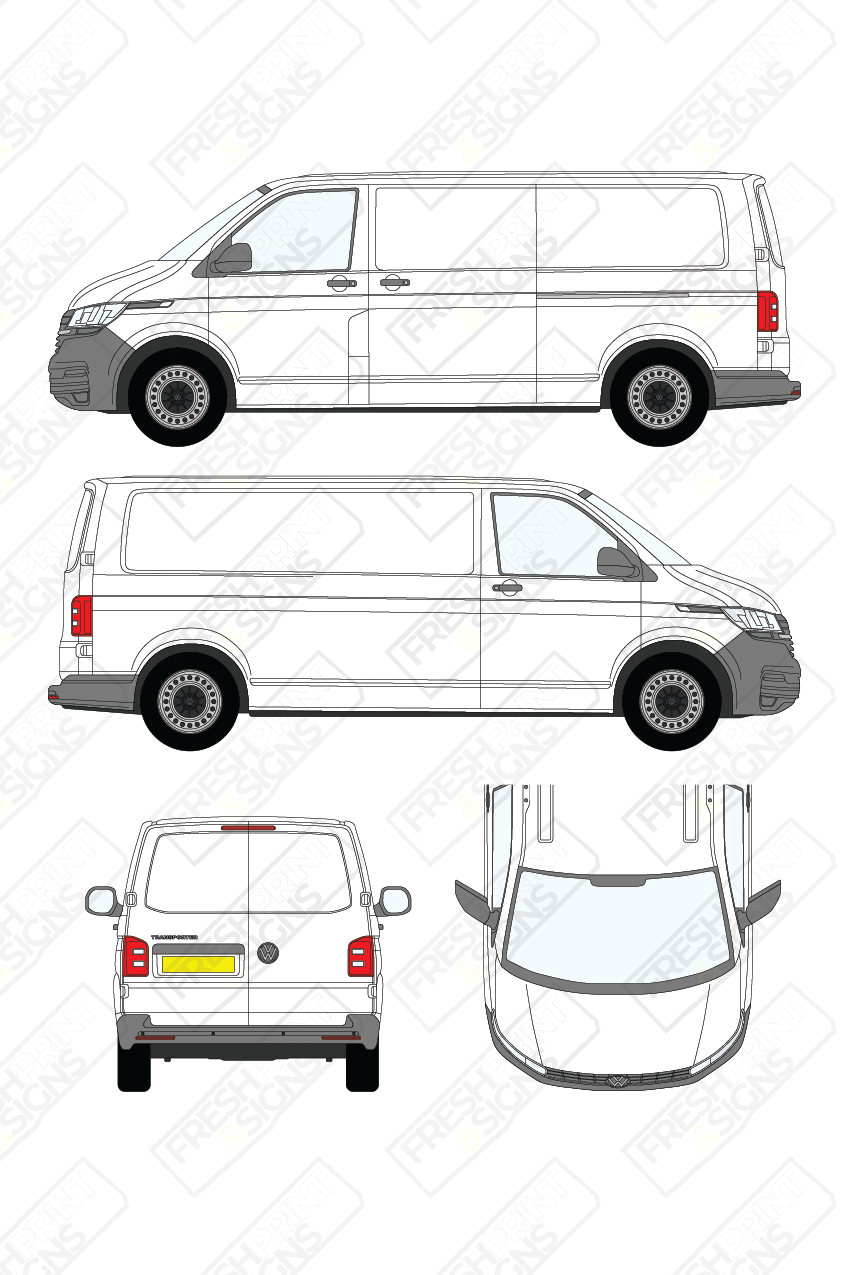 Van Graphics - Volkswagen | Transporter | 2019-2025 | Long Wheelbase (L2) | Low Roof (H1) | Panelled Rear Doors