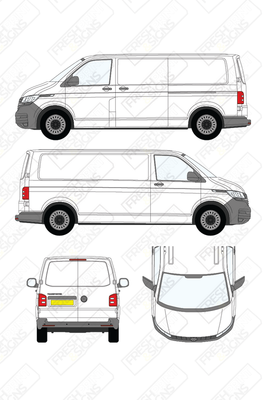 Van Graphics - Volkswagen | Transporter | 2019-2025 | Long Wheelbase (L2) | Low Roof (H1) | Panelled Rear Doors