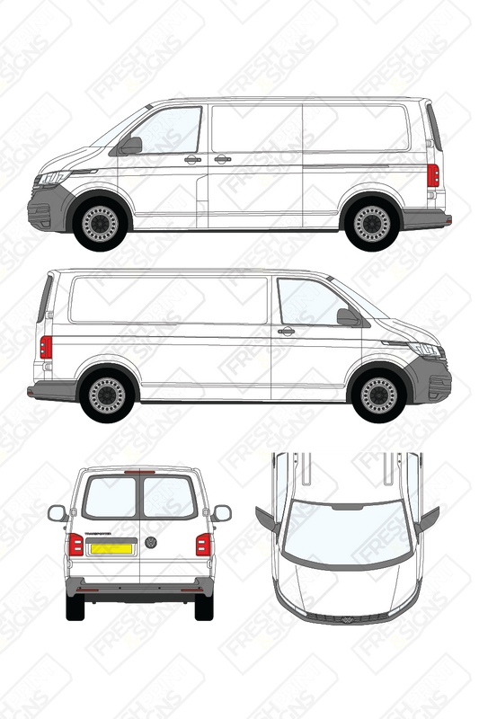 Van Graphics - Volkswagen | Transporter | 2019-2025 | Long Wheelbase (L2) | Low Roof (H1) | With Rear Windows