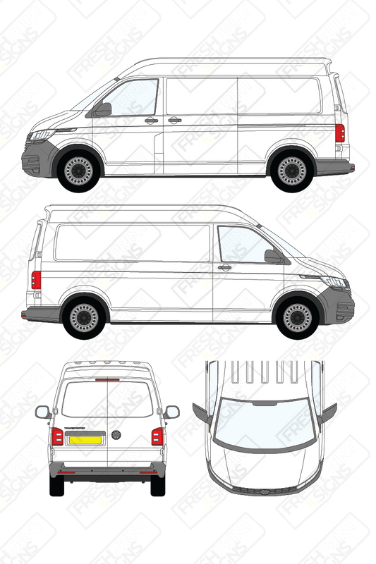 Van Graphics - Volkswagen | Transporter | 2019-2025 | Long Wheelbase (L2) | Medium Roof (H2) | Panelled Rear Doors