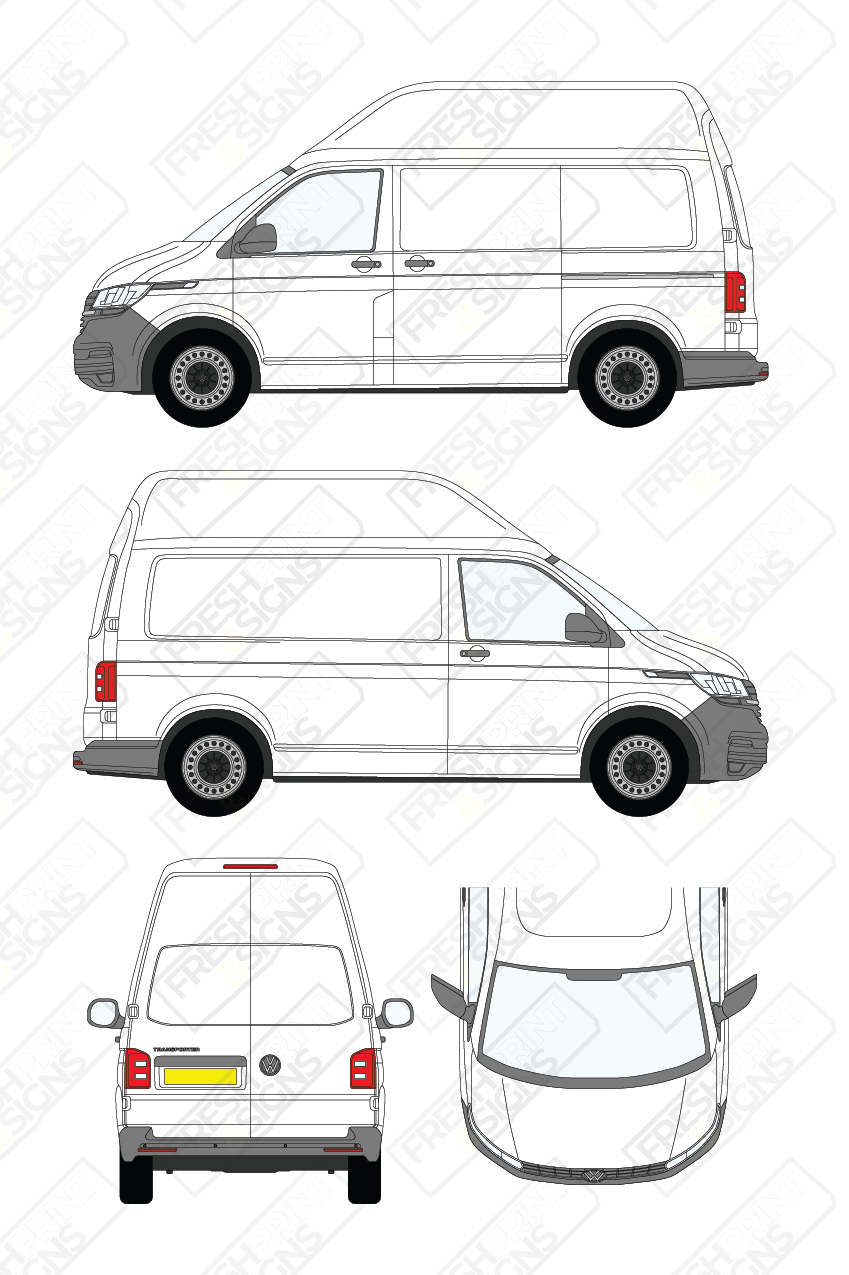 Van Graphics - Volkswagen | Transporter | 2019-2025 | Short Wheelbase (L1) | High Roof (H3) | Panelled Rear Doors