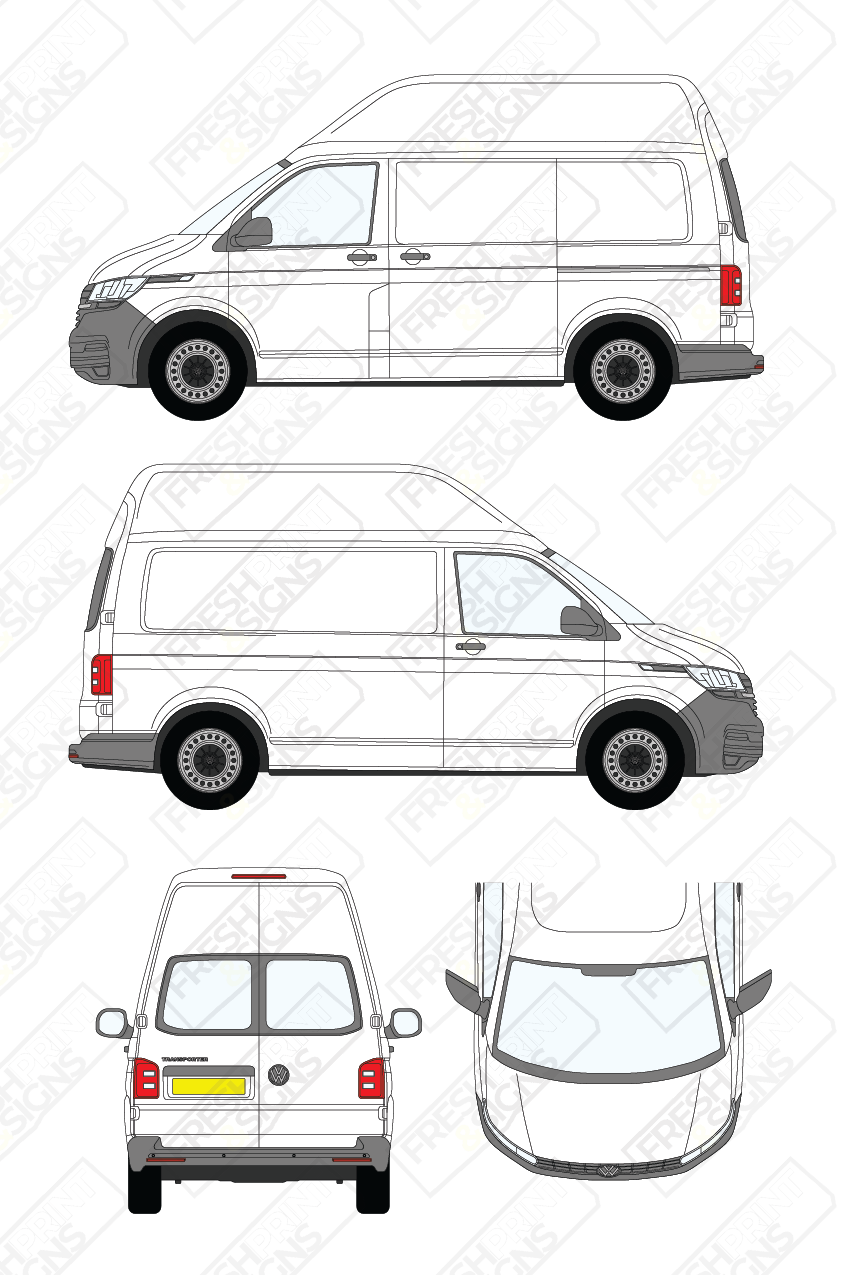 Van Graphics - Volkswagen | Transporter | 2019-2025 | Short Wheelbase (L1) | High Roof (H3) | With Rear Windows
