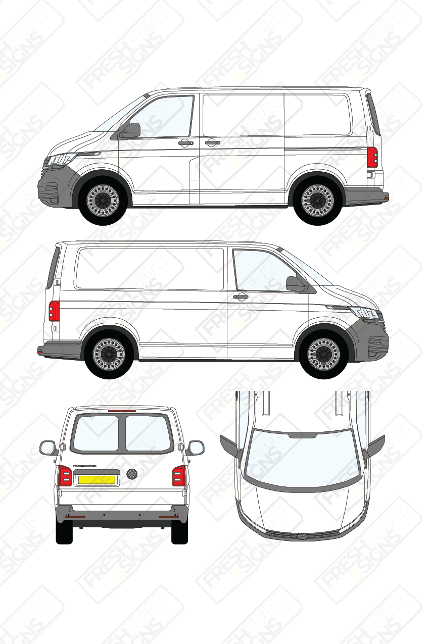 Van Graphics - Volkswagen | Transporter | 2019-2025 | Short Wheelbase (L1) | Low Roof (H1) | With Rear Windows
