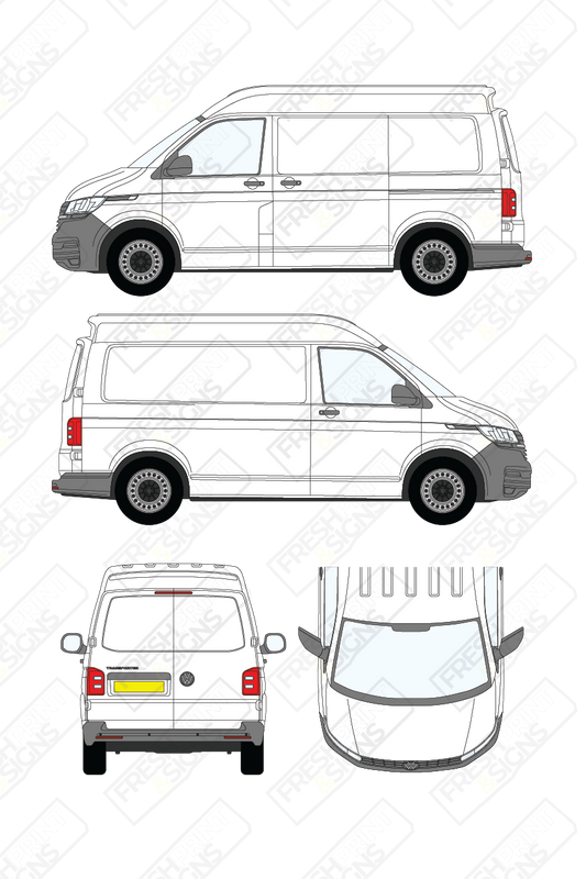 Van Graphics - Volkswagen | Transporter | 2019-2025 | Short Wheelbase (L1) | Medium Roof (H2) | Panelled Rear Doors
