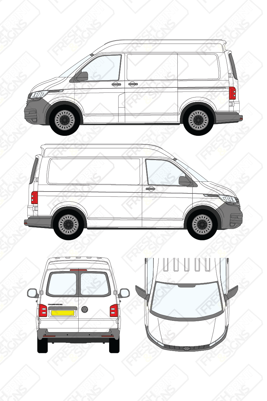Van Graphics - Volkswagen | Transporter | 2019-2025 | Short Wheelbase (L1) | Medium Roof (H2) | With Rear Windows